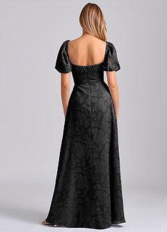 Azazie Mirian Bridesmaid Dresses Black A-Line Sweetheart Neckline Floral Burnout Dress image6