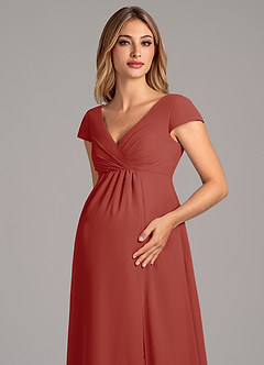 Azazie Allessia Maternity Bridesmaid Dresses A-Line Pleated Chiffon Floor-Length Dress image6