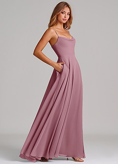 Azazie Elle Bridesmaid Dresses Vintage Mauve A-Line Pleated Chiffon Dress image5