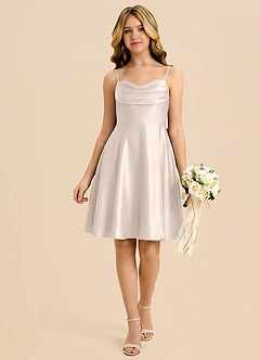 Azazie Bear Junior White Alabaster A-Line Sweetheart Neckline Stretch Satin Dress image3