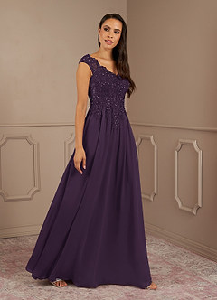 Azazie Amethyst Mother of the Bride Dresses Plum A-Line V-Neck Sequins Chiffon Dress image8