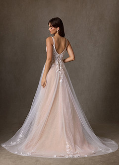 Azazie Jovana Wedding Dresses Diamond White Sand A-Line Scoop Tulle Dress image6