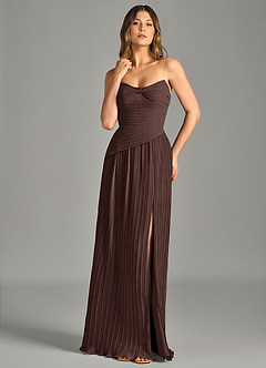 Azazie Becka Bridesmaid Dresses Ganache A-Line Strapless Chiffon Dress image1