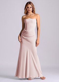 Azazie Debby Bridesmaid Dresses Blushing Pink Mermaid Strapless Chiffon Dress image1