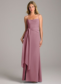 Azazie Tahlia Bridesmaid Dresses Vintage Mauve A-Line with Belt Chiffon Dress image5