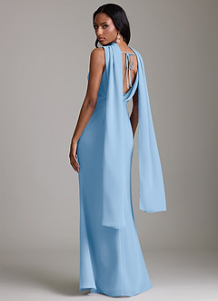 Azazie Linelle At-home Try On Dresses Burgundy Mermaid Pleated Chiffon Dress image10