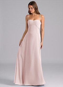 Azazie Valentine Bridesmaid Dresses Blushing Pink A-Line Corset Chiffon Dress image3