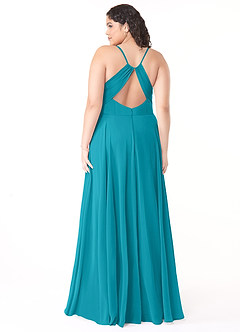 Azazie Avelina Bridesmaid Dresses Jade A-Line V-Neck Pleated Chiffon Dress image7