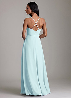 Azazie Naeem Bridesmaid Dresses Sea Glass A-Line V-Neck Ruffle Chiffon Dress image2