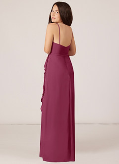 Azazie Kaylee Junior Mulberry A-Line with Belt Chiffon Dress image5