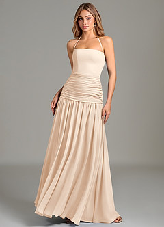Azazie Vashti Bridesmaid Dresses White Alabaster A-Line Chiffon Dress image1
