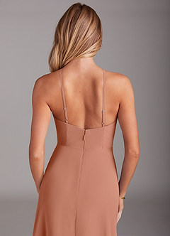Azazie Bailey Bridesmaid Dresses MAI TAI A-Line Halter Side Slit Chiffon Dress image8