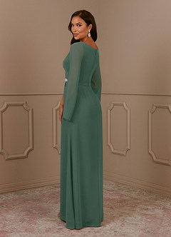 Azazie Belinda Mother of the Bride Dresses Sea Moss A-Line V-Neck Pleated Chiffon Dress image4