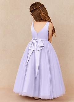 Azazie Marybell Flower Girl Dresses Lilac A-Line Bow Tulle Dress image2