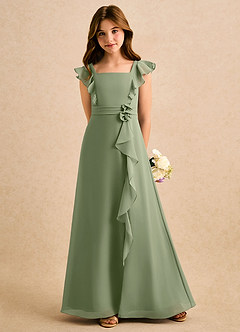 Azazie Soso Girls Formal Flower Girl Dresses Pistachio A-Line Pleated Chiffon Dress image5