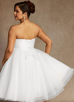 Azazie Gelsey Wedding Dresses Diamond White A-Line Sweetheart Neckline Tulle Dress image13
