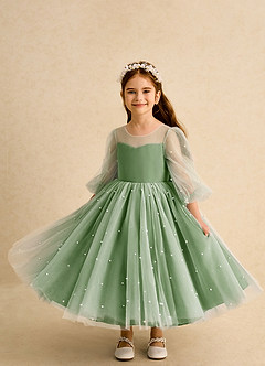 Azazie Trudy Flower Girl Klänningar Klänning Balklänning i Tyll Hjärtformad urringning image5