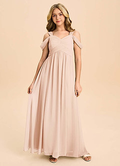 Azazie Lianne Junior English Rose A-Line Off the Shoulder Chiffon Dress image2
