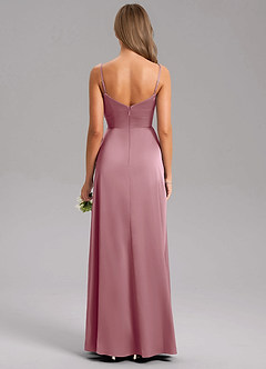 Azazie Azuree Bridesmaid Dresses Vintage Mauve A-Line Pleated Stretch Satin Dress image2