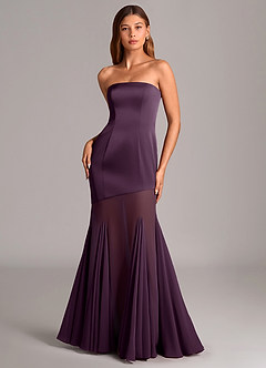 Azazie Uma Bridesmaid Dresses Plum Mermaid Strapless Chiffon Convertible Dress image1