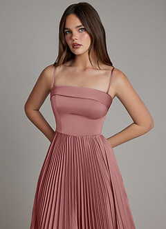 Azazie Mariana Bridesmaid Dresses Dusty Rose A-Line Pleated Stretch Satin Dress image2