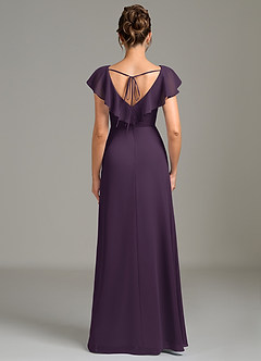 Azazie Kimmy Bridesmaid Dresses Plum A-Line Ruched Chiffon Dress image4