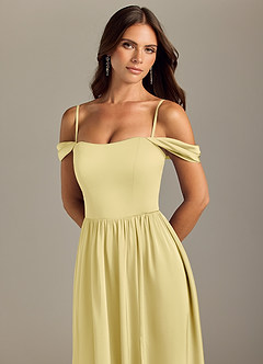 Azazie Calianna Bridesmaid Dresses Lemon Sorbet A-Line Off the Shoulder Stretch Satin Convertible Dress image3
