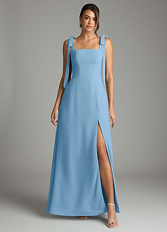 Azazie Debra Bridesmaid Dresses Steel Blue A-Line with Pockets Chiffon Convertible Dress image7