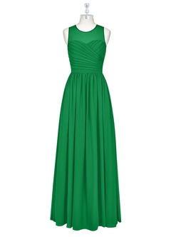 Azazie Nina Bridesmaid Dresses Emerald A-Line Pleated Chiffon Dress image7