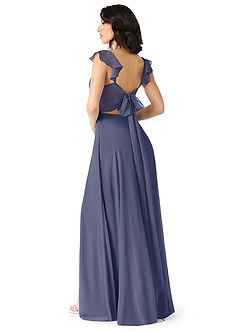 Azazie Everett Bridesmaid Dresses Stormy A-Line V-neck Ruched Chiffon Dress image2