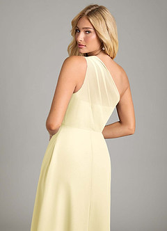 Azazie Phaedra Bridesmaid Dresses Lemon Sorbet A-Line One Shoulder Chiffon Dress image6