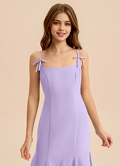 Azazie Evey Junior Vestido de Lila de Gasa de Corte Sirena con Plisado image6