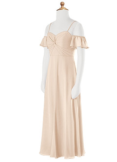 Azazie Juna Junior White Alabaster A-Line Off the Shoulder Chiffon Dress image8