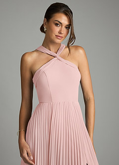 Azazie Afra Abiti da Damigella Abito A-Line in Chiffon Plissettato Rosa Cipria image9