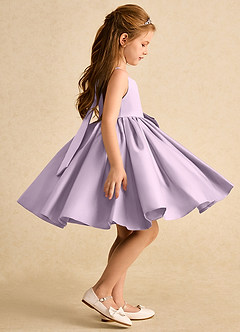 Azazie Jessie vestidos de niña de las flores Vestido de Lila Esmerilada de Satin Mate de Corte En A con Lazo image6