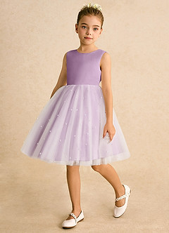 Azazie Esme Flower Girl Dresses Wisteria Ball-Gown Bow Tulle Dress image5