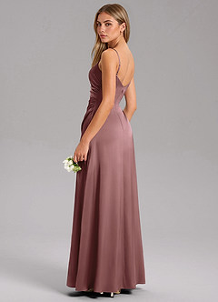 Azazie Azuree Bridesmaid Dresses Vintage Mauve A-Line Pleated Stretch Satin Dress image7