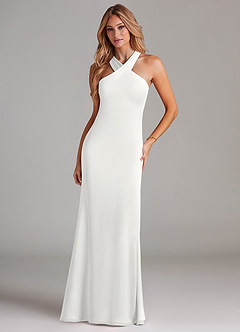 Azazie Doretta Bridesmaid Dresses White Mermaid Pleated Chiffon Dress image3