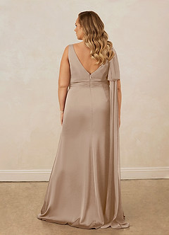 Christian Siriano Bridal for Azazie 1011 Brautjungfernkleider Meerjungfrau-Linie Schleifen Stretch-Satin Kleid Taupe image19