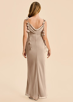 Azazie Trinity Junior Taupe Mermaid Pleated Chiffon Dress image2