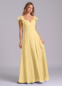 Azazie Leilani Bridesmaid Dresses Butter A-Line Pleated Chiffon Dress image4