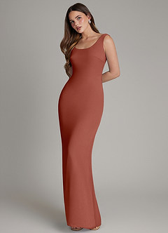 Azazie Hadley Bridesmaid Dresses Auburn Mermaid Pleated Chiffon Dress image4