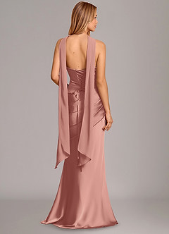 Azazie Pelagia Bridesmaid Dresses Rosette Mermaid Corset Stretch Satin Convertible Dress image4