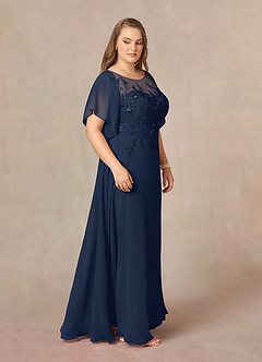 Azazie Faviola Mother of the Bride Dresses Dark Navy A-Line Boatneck sequins Chiffon Dress image10