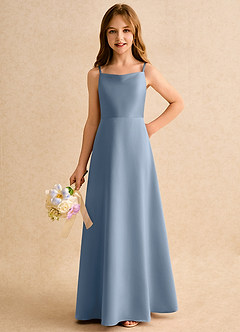 Azazie Joella Junior Formal Flower Girl Klänningar Klä A-Line i Matt satäng Plisserad image6