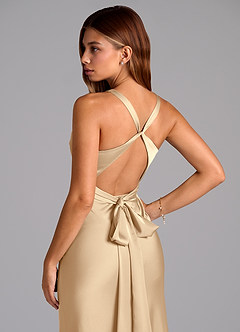 Azazie Hati Brudtärnklänningar Klä av Sjöjungfru i Stretch Satin Champagne image2