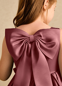 Azazie Jessie Flower Girl Dresses Amethyst A-Line Bow Matte Satin Dress image7