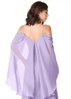 Azazie Cienna Bridesmaid Dresses Lilac A-Line Off the Shoulder Chiffon Dress image3