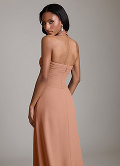 Azazie Clarisa Vestidos de damas de honor Vestido Bronceador de Gasa de Línea A con Plisado image4