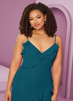 Barbie ♥ Azazie Bridesmaid Dresses Ink Blue Sheath Chiffon Dress image14